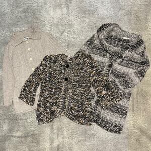Womens Vintage Chunky Knit Cardigan Bundle of 3